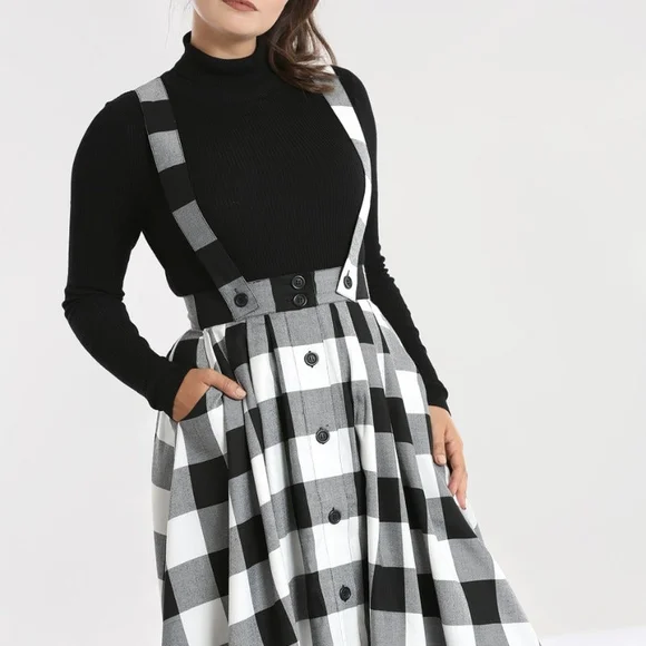 Hell Bunny Black and White A-Line Skirt.Teen Spirit Pinaford Style - Picture 1 of 2